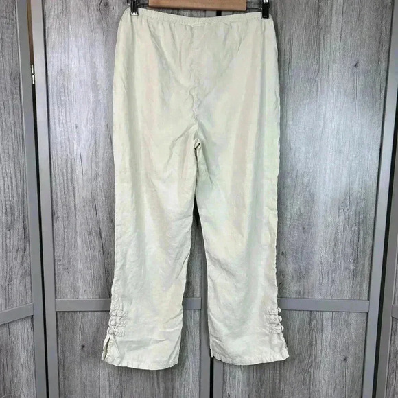 Citron Santa Monica Pants Small Cropped Ivory Cream Silk Cotton Sz S - Picture 8 of 9